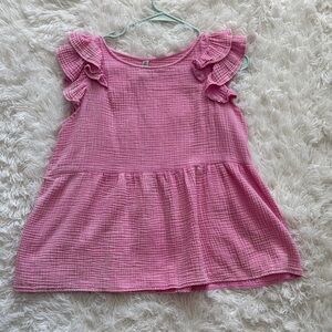 Zenana Outfitters Pink Ruffle Sleeve Tank Top